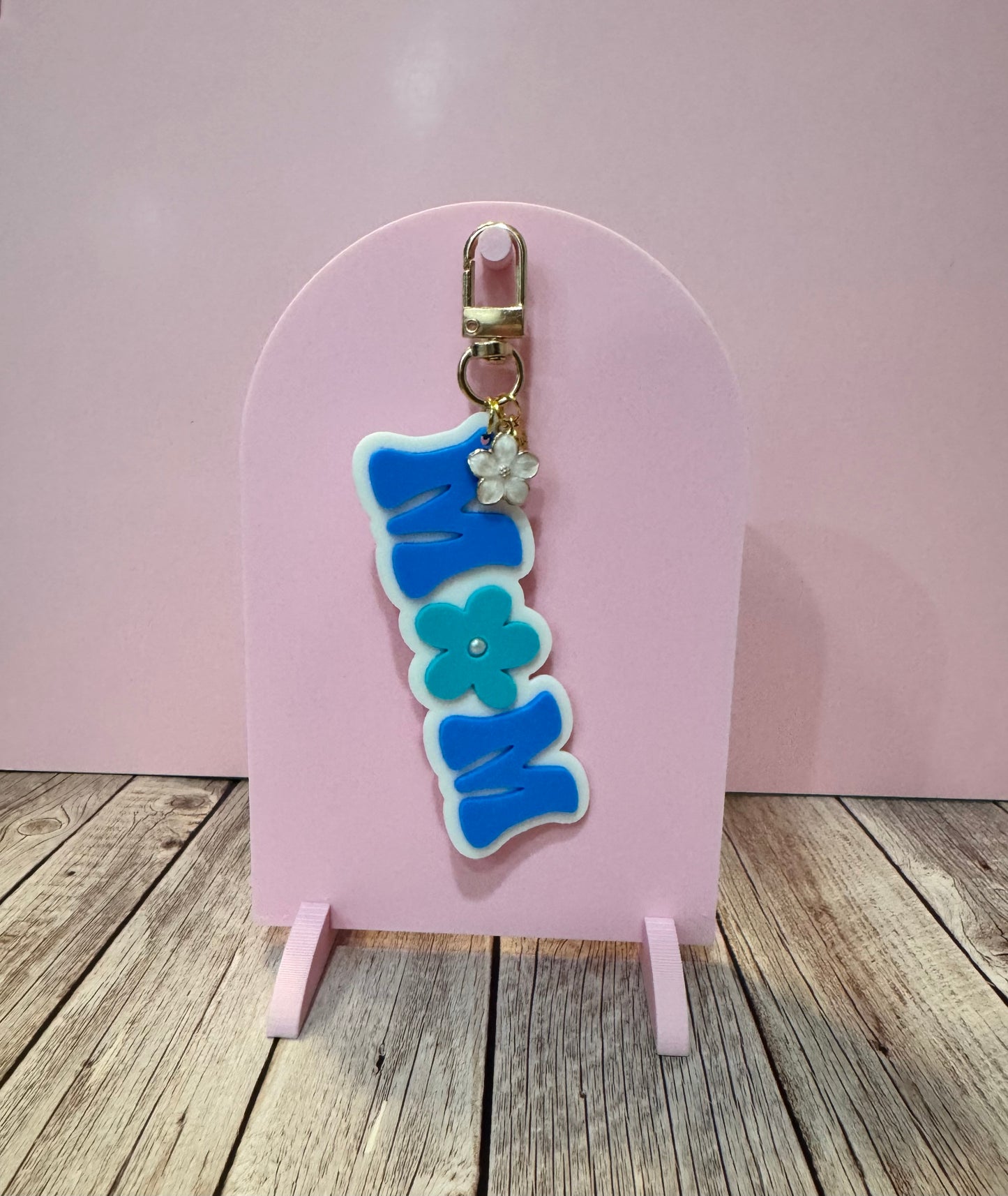 3D Printed Floral MOM Keychain | Bag Charm, Mother's Day Gift