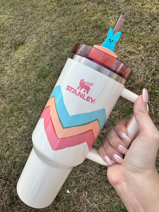 Turquoise Bunny Peep Straw Buddy