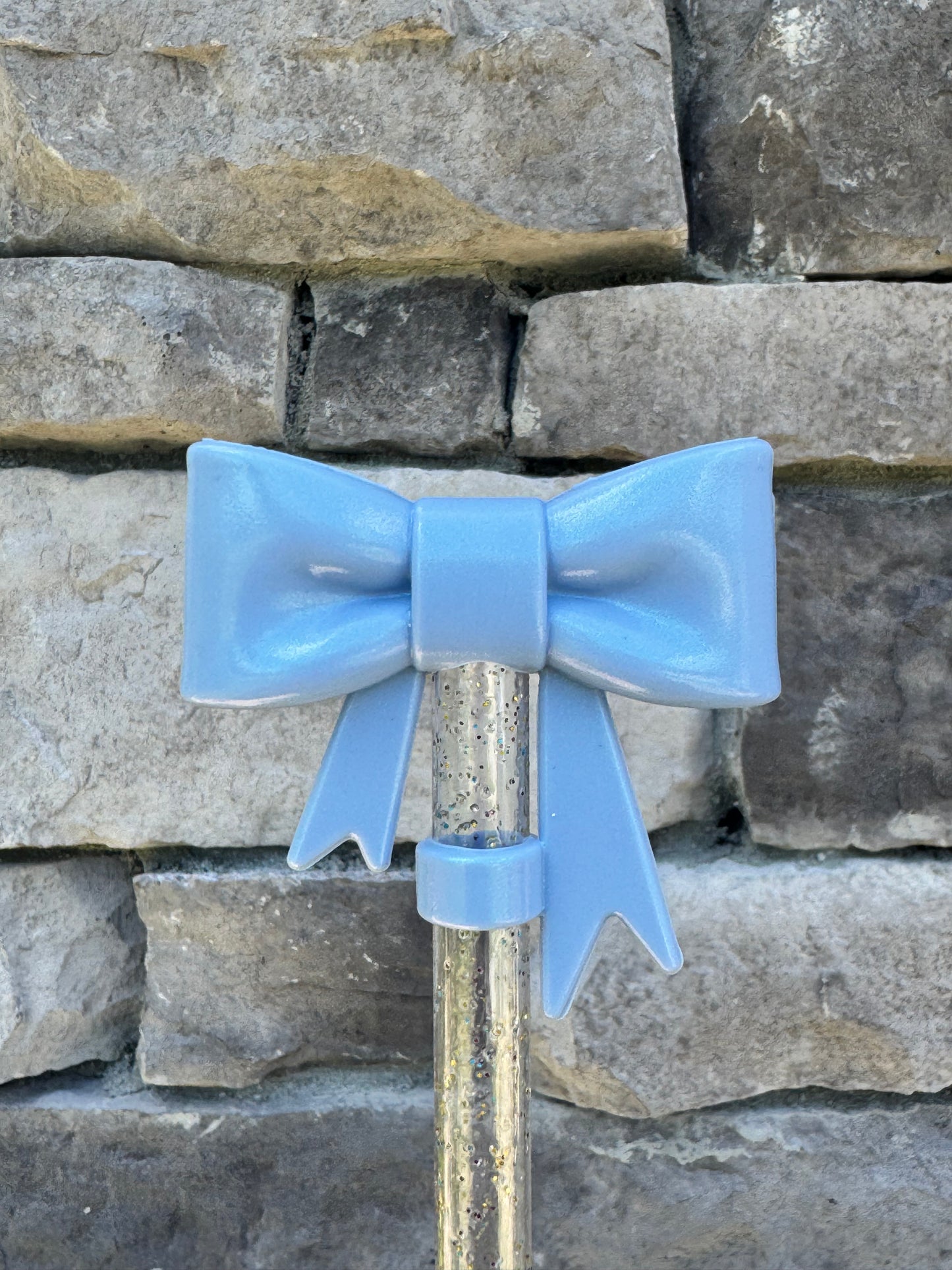 Opal Baby Blue Large Bow - Straw Topper