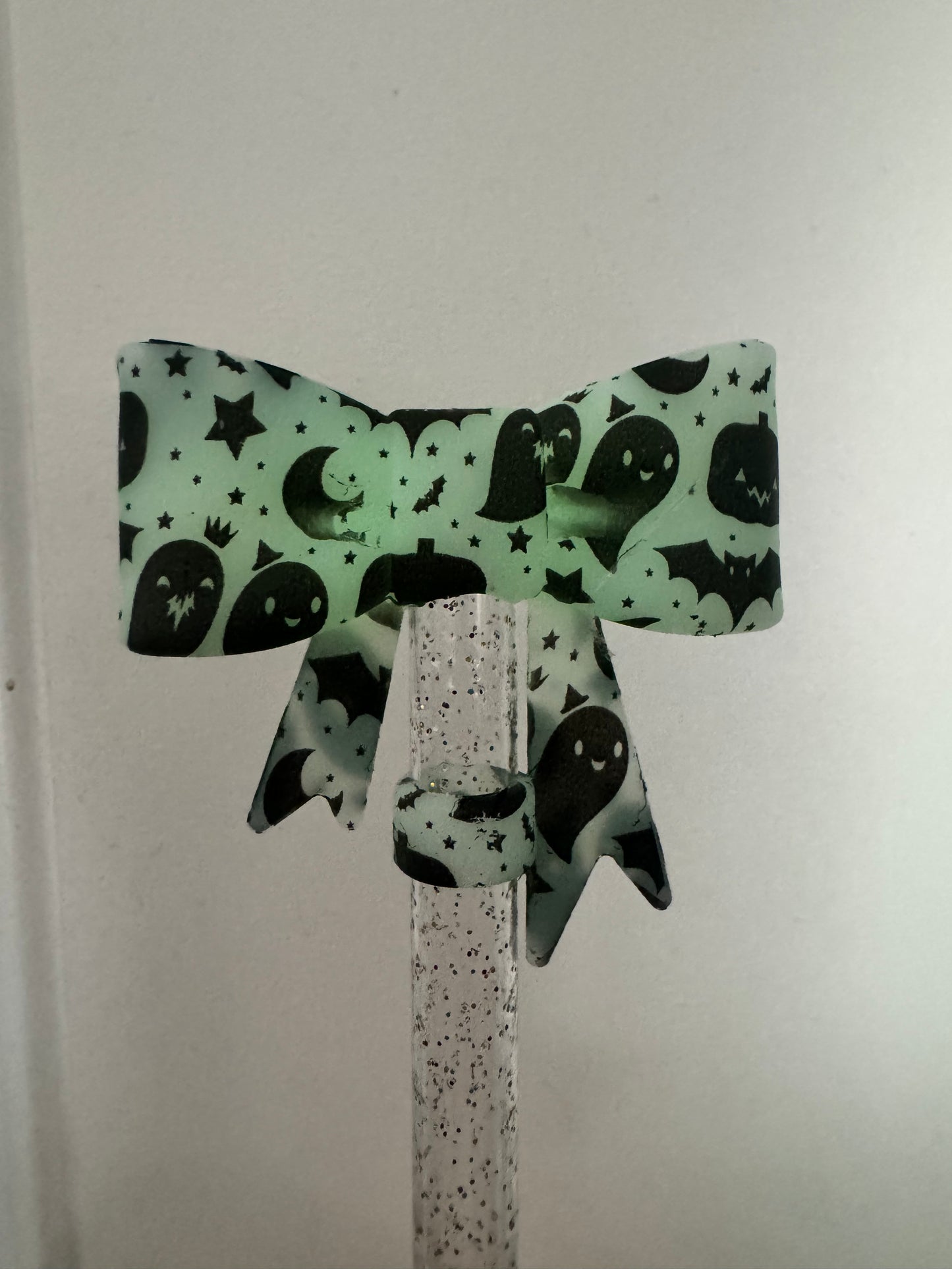 Halloween Glow in the Dark Large Bow - Straw Topper