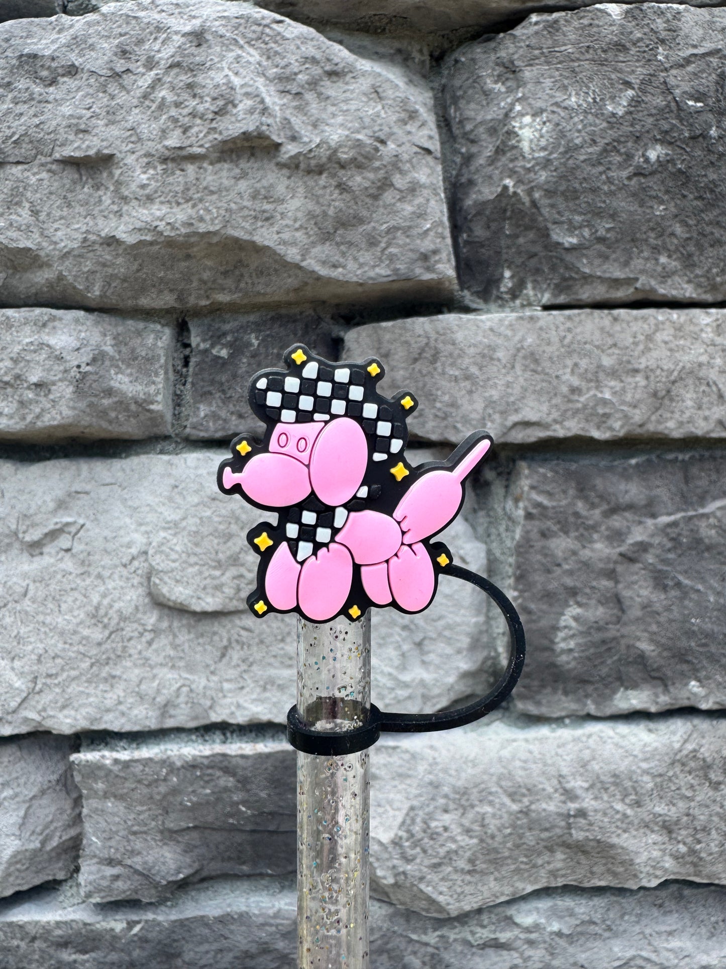 Checkered Balloon Dog - Straw Topper