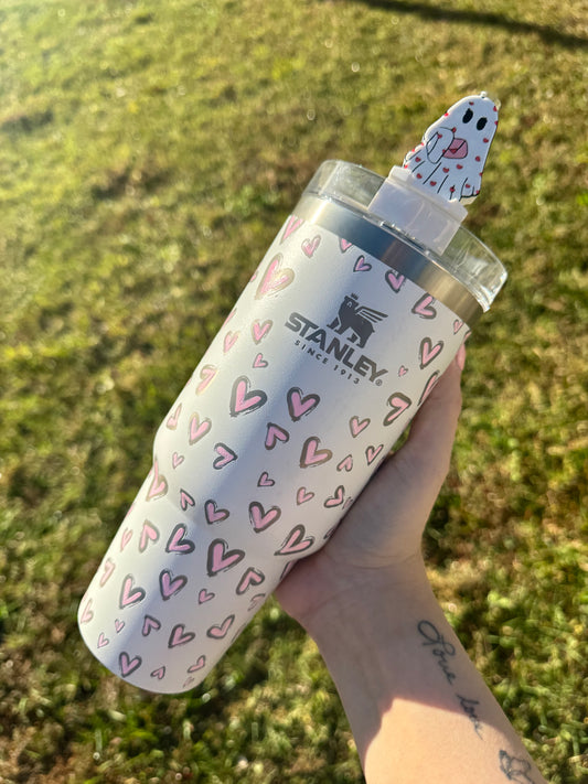 Valentines Ghost Straw Buddy
