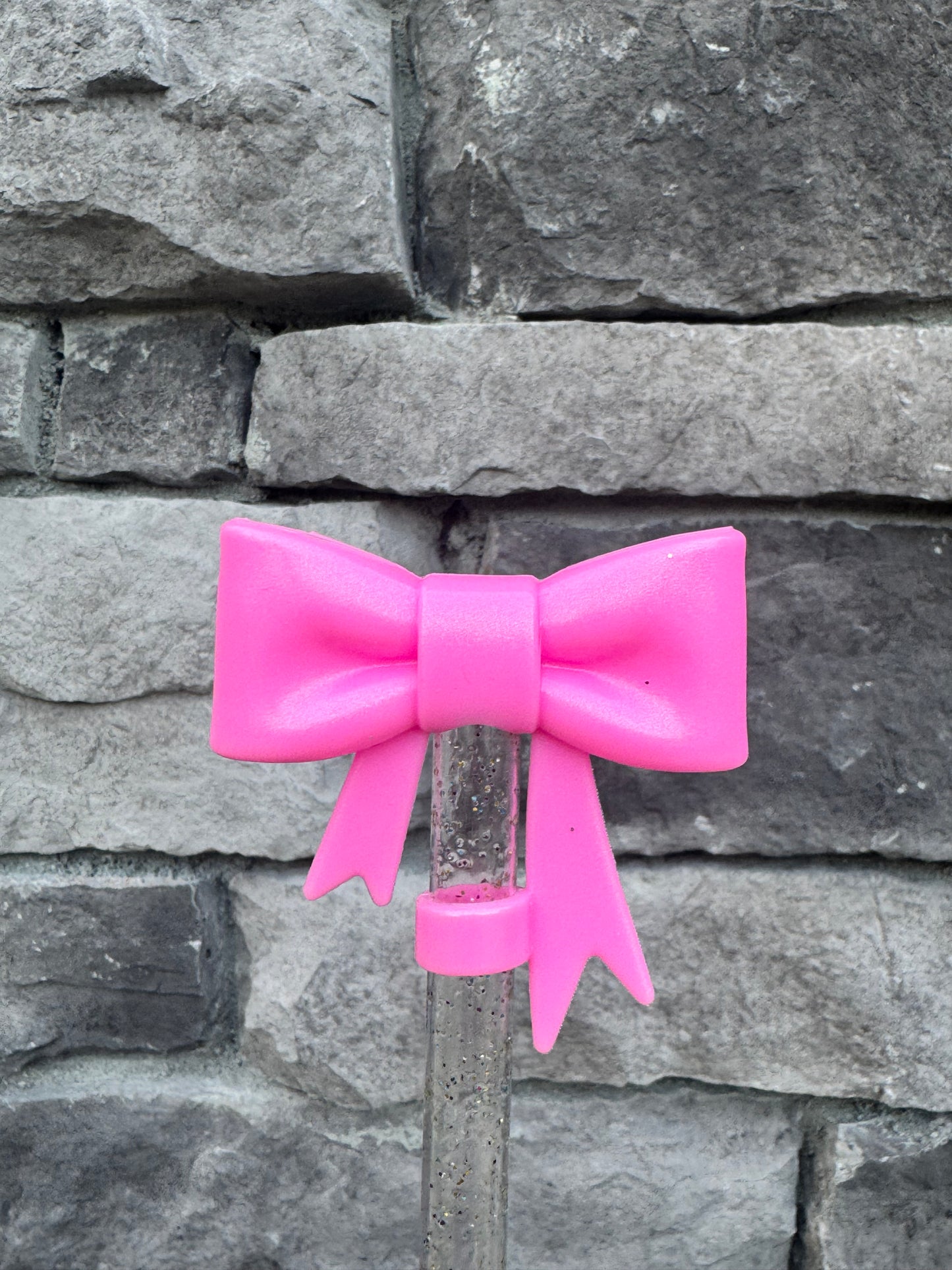 Bubblegum Opal Large Bow - Straw Topper