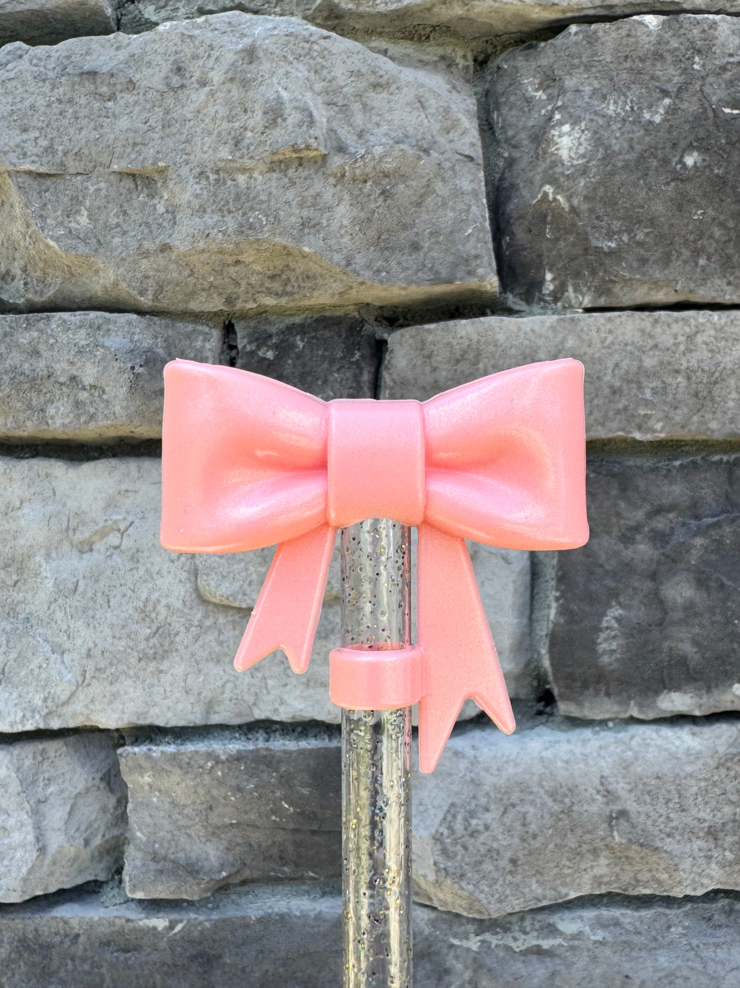 Opal Baby Pink Large Bow - Straw Topper