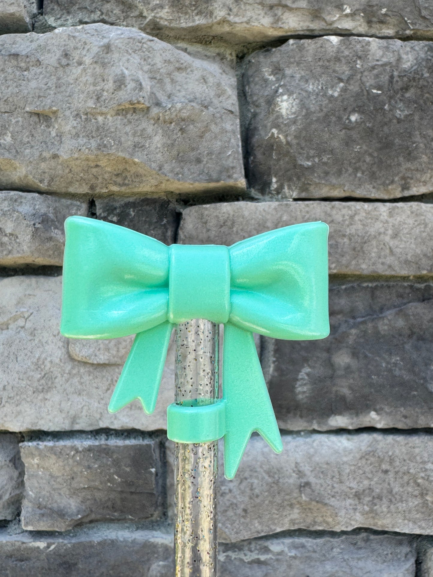 Opal Mint Large Bow - Straw Topper