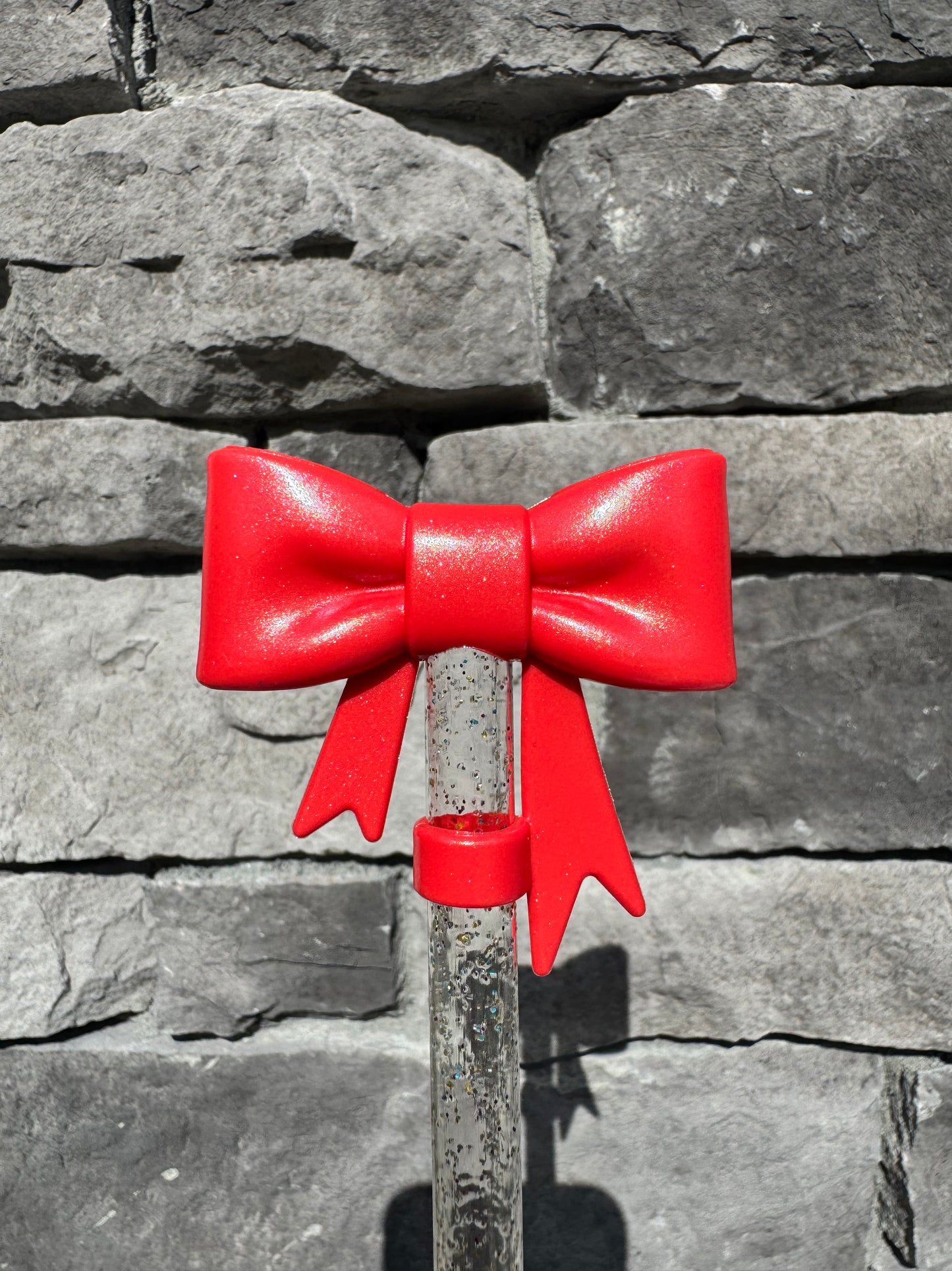 Red Opal Large Bow - Straw Topper