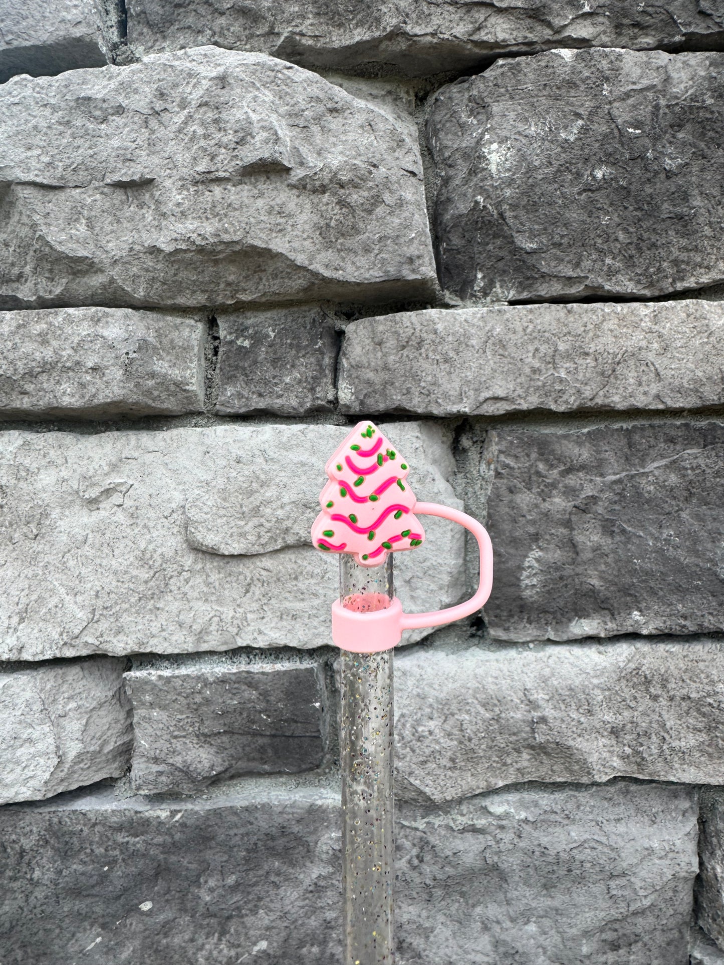 3D Pink Christmas Tree - Straw Topper