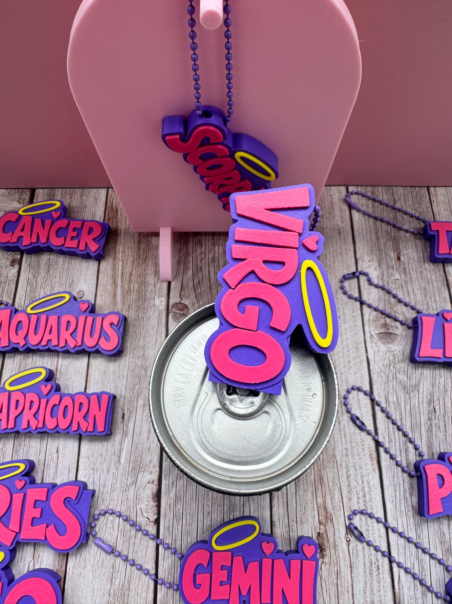 Bratz Inspired Zodiac Can Opener Keychain | Astrology Sign Keychain | 3D Printed Soda Tab Opener