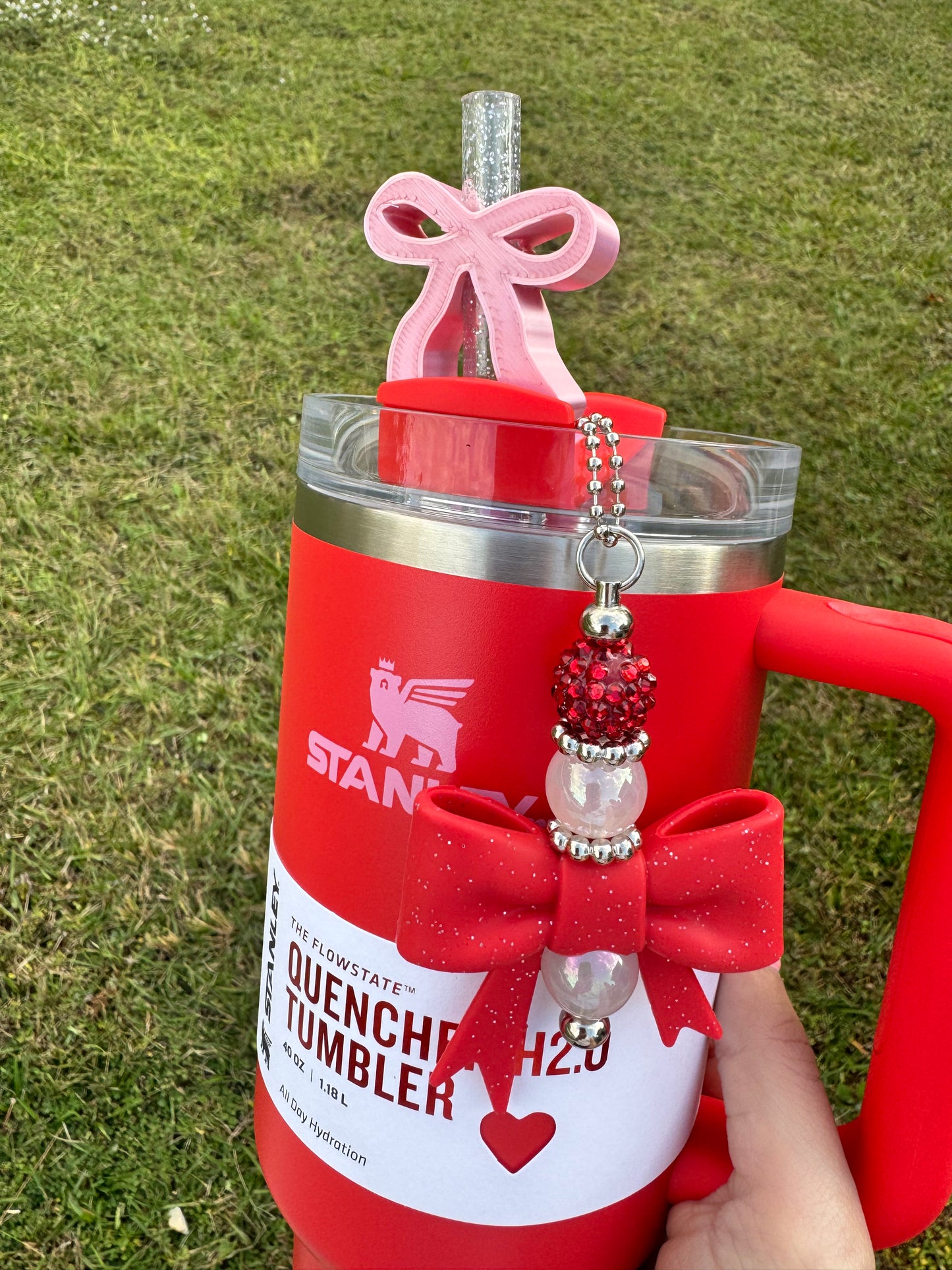 Red Glitter Bow - Handle Charm