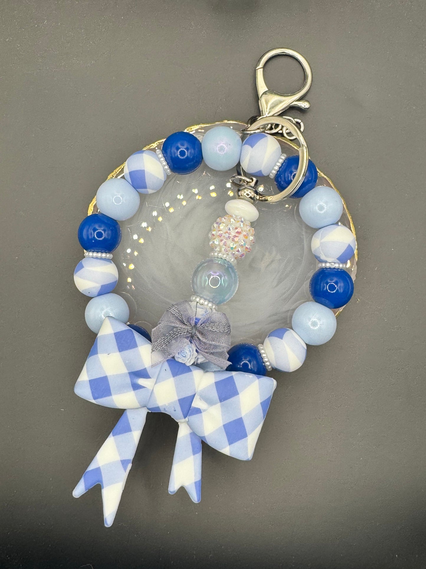 Blue Gingham - Wristlet & Keychain