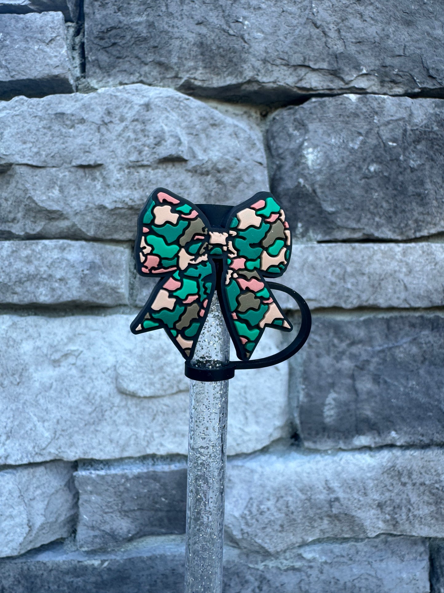 Camo Bow - Straw Topper