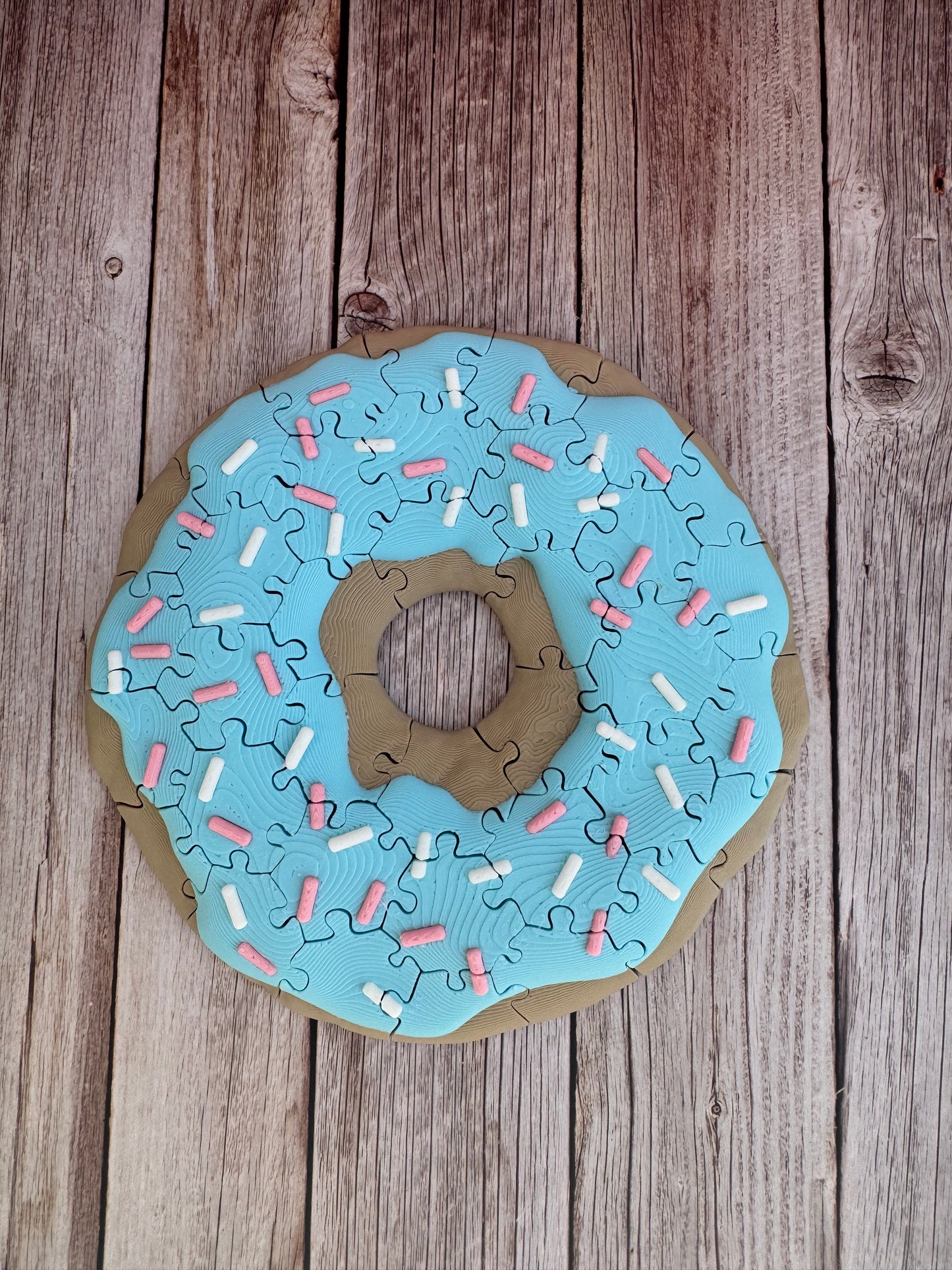 3D Printed Donut Jigsaw Puzzle with Storage Container | 36 Piece Kawaii Toy, Desk Decor, Fidget Toy