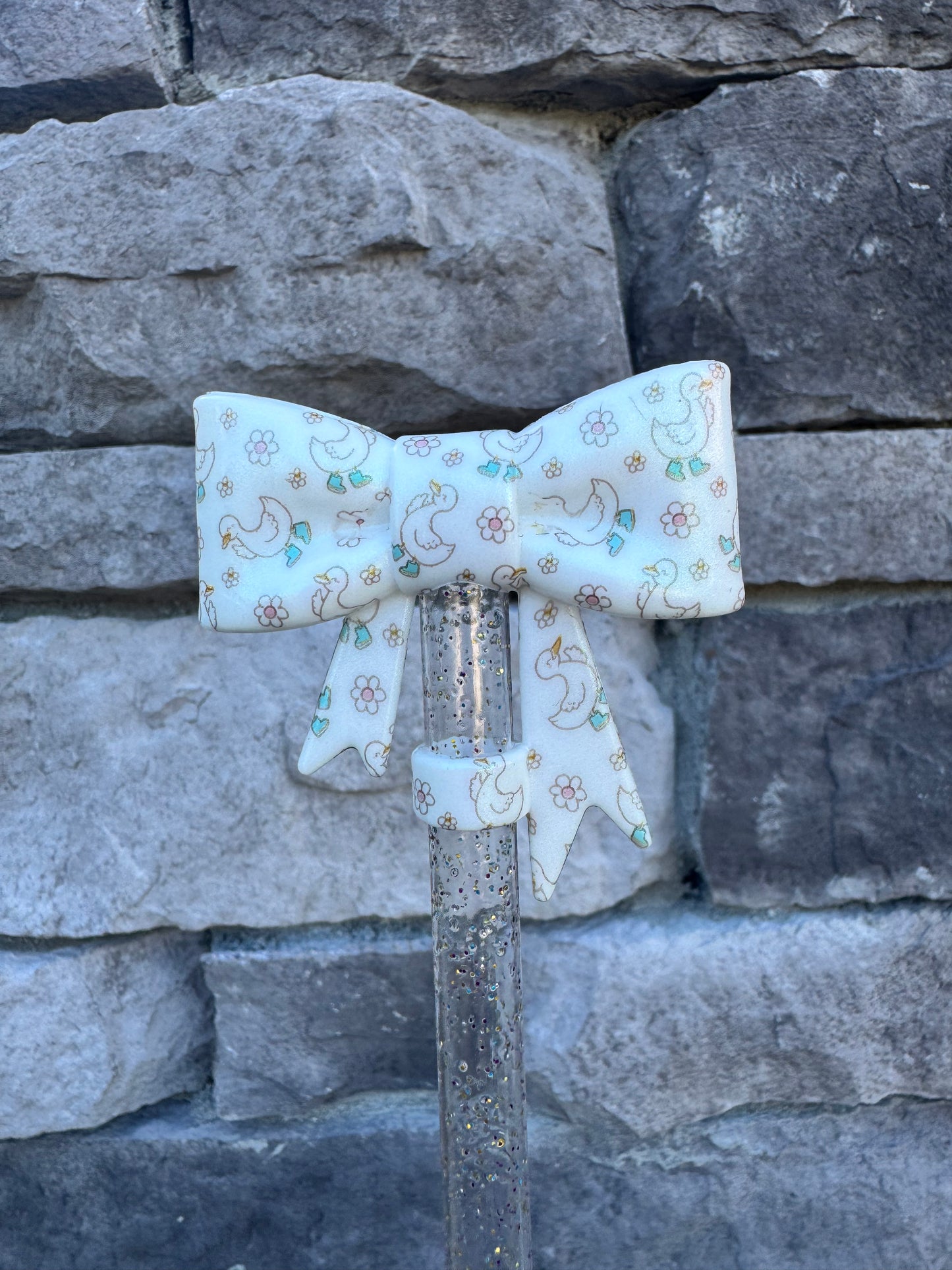 Opal Goose in Boots Bow Topper