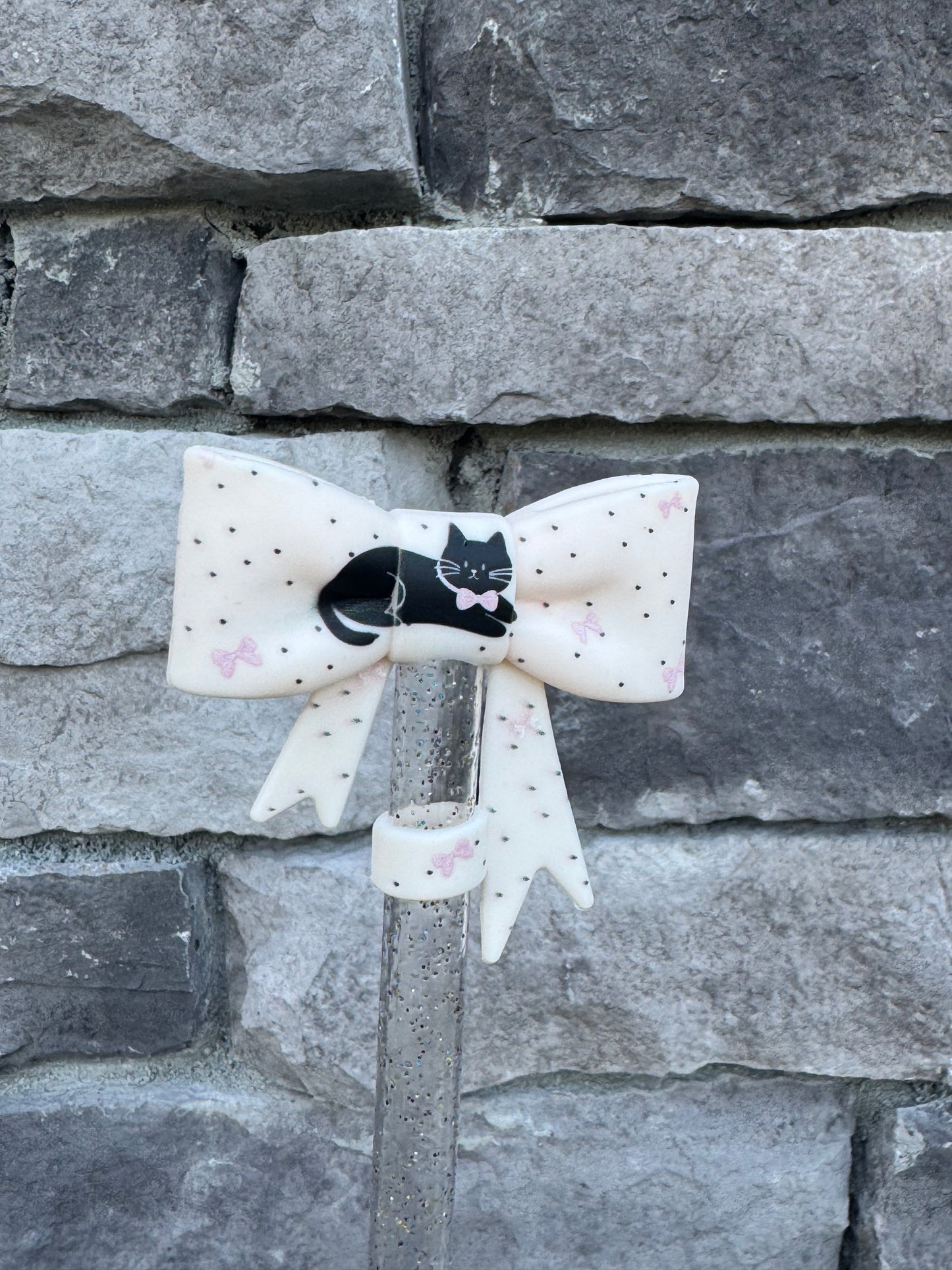 Kitty Large Bow - Straw Topper