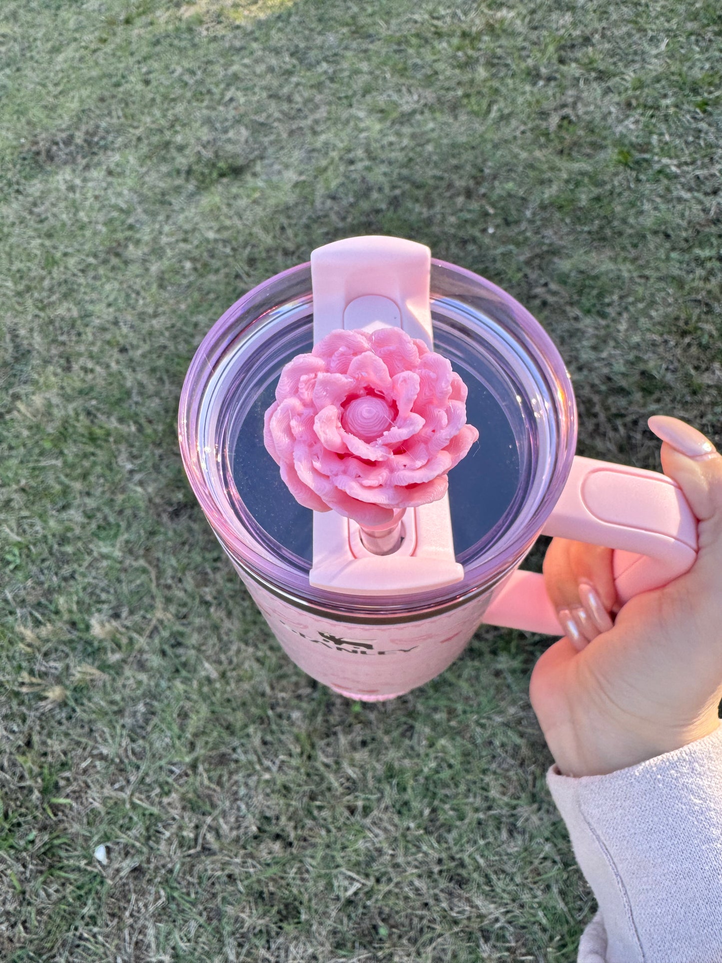 Blush Peony Bloom Stanley Straw Topper - 3D Printed