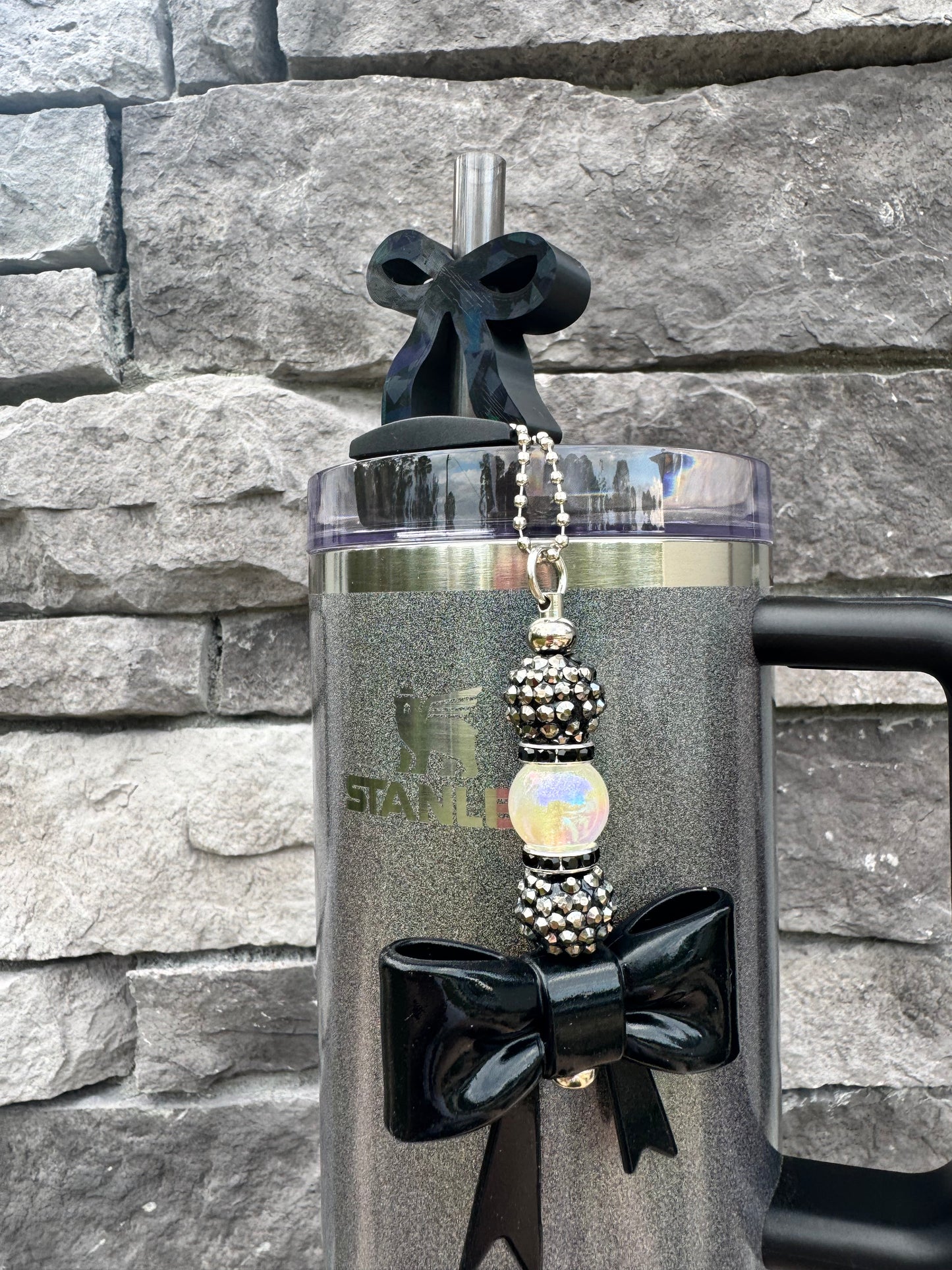 Black Oil Slick Bow - Handle Charm