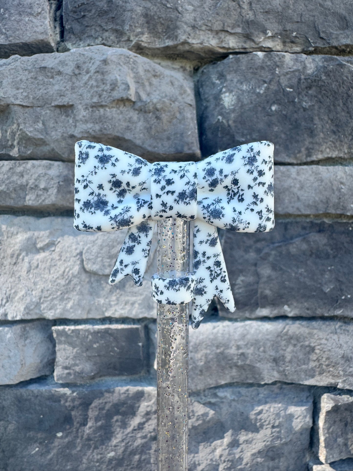 Black Floral Bow Topper