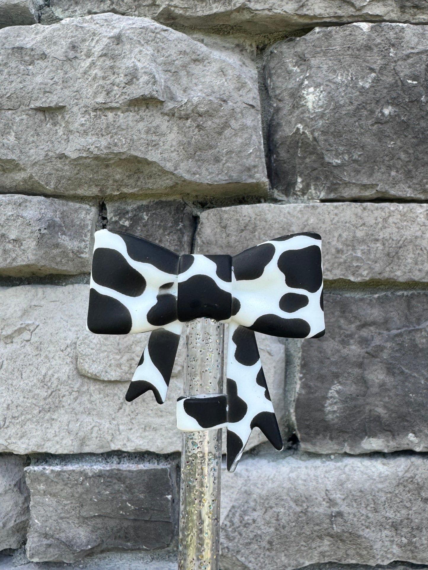 Cowhide Large Bow - Straw Topper