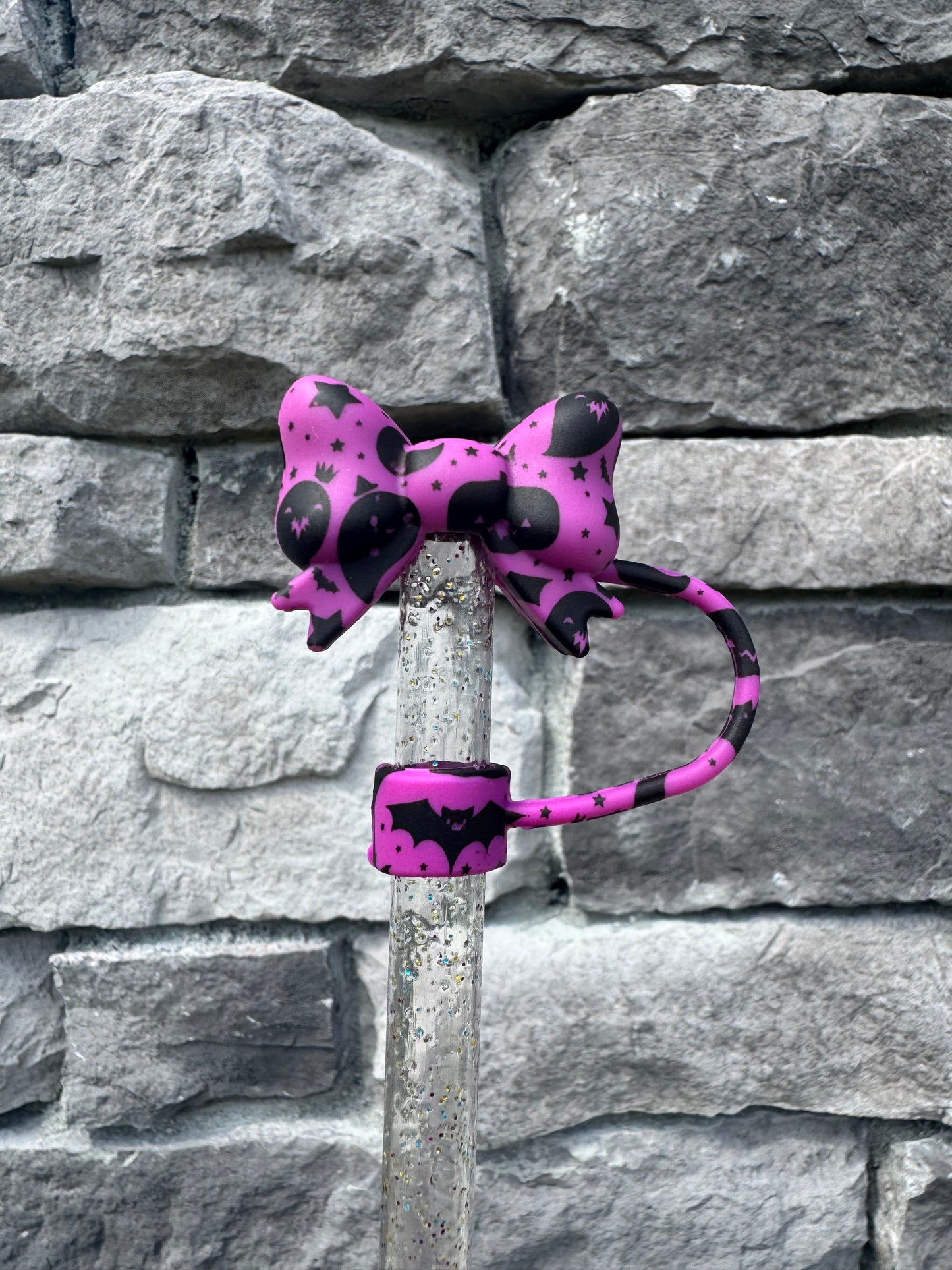 Purple Halloween 3D Bow - Straw Topper 10MM