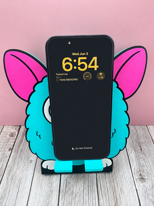 Furby Inspired Phone Stand | 3D Printed Cute Desk Phone Holder | Kawaii Phone Dock | Retro Toy Inspired Smartphone Stand | Fun Office Desk Accessory