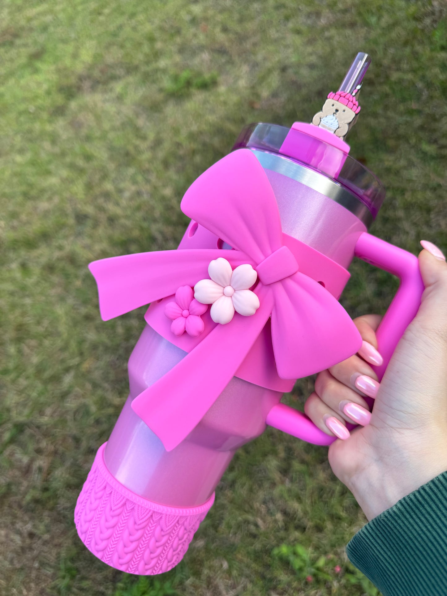 Pink Bearista Straw Buddy