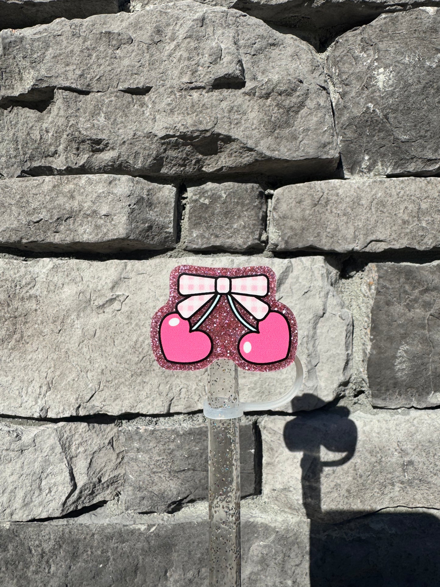 Cherry Bow - Straw Topper