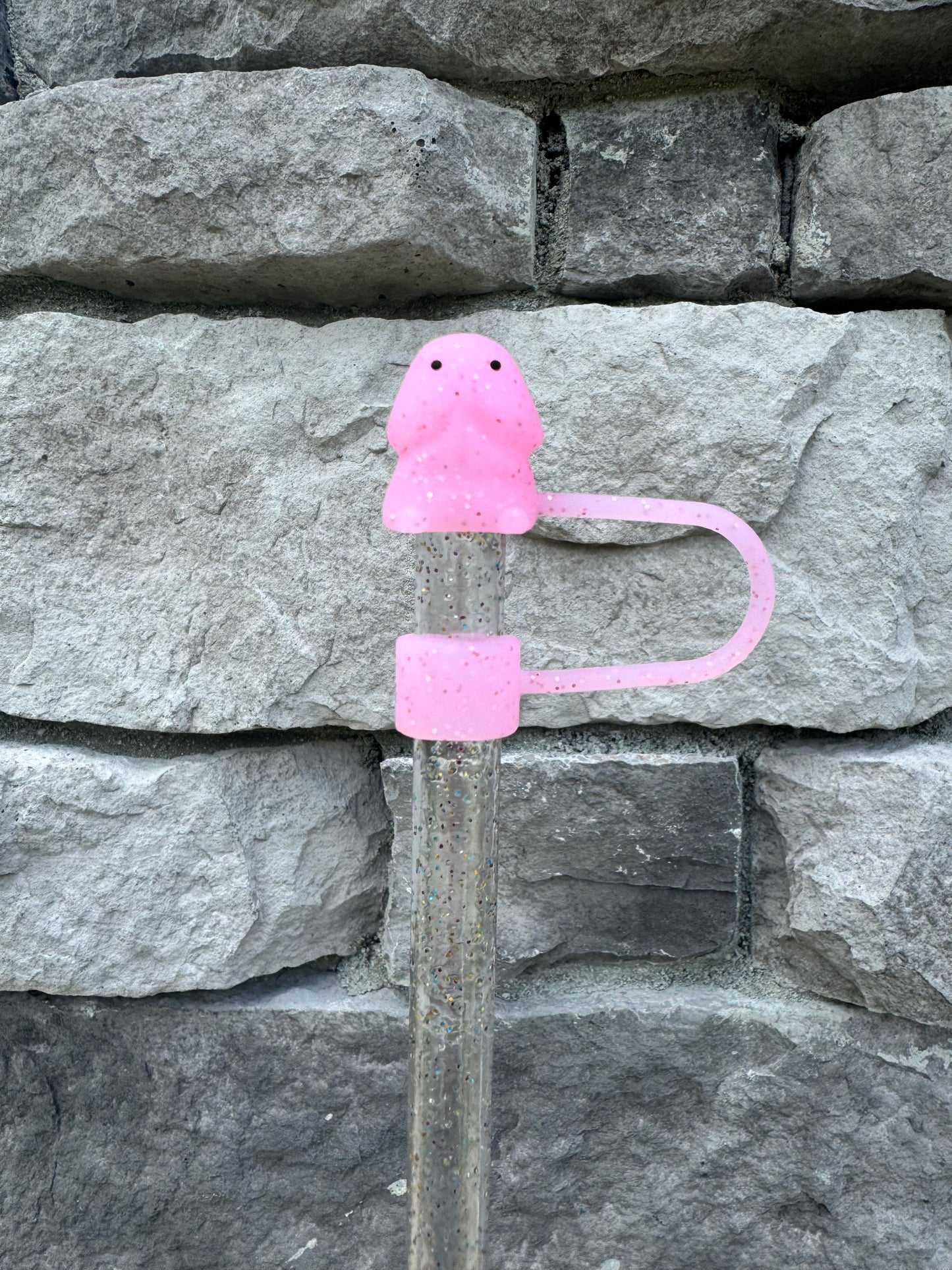 Pink Glitter Richard - Straw Topper