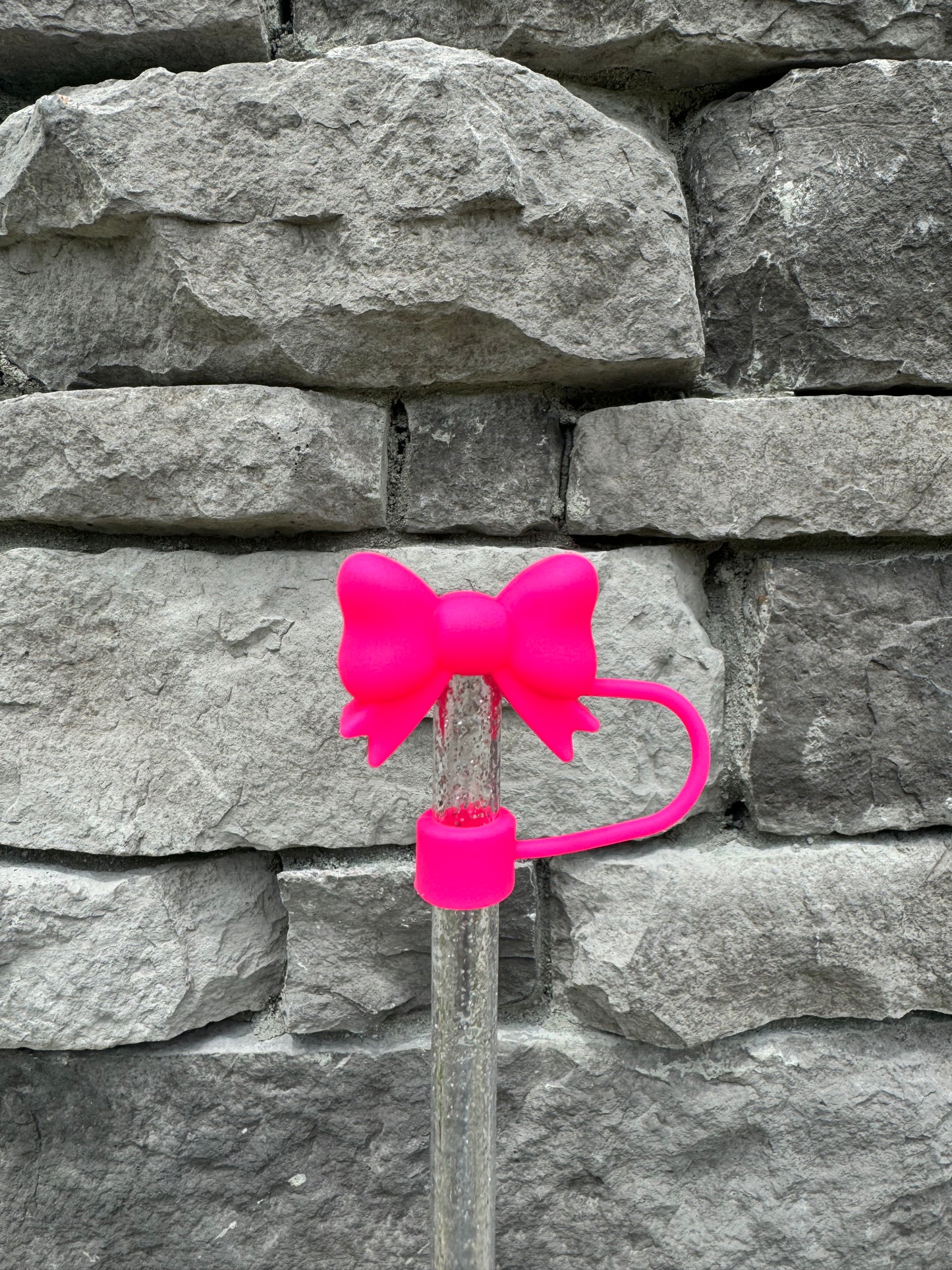 Hot Pink 3D Bow - Straw Topper 10MM