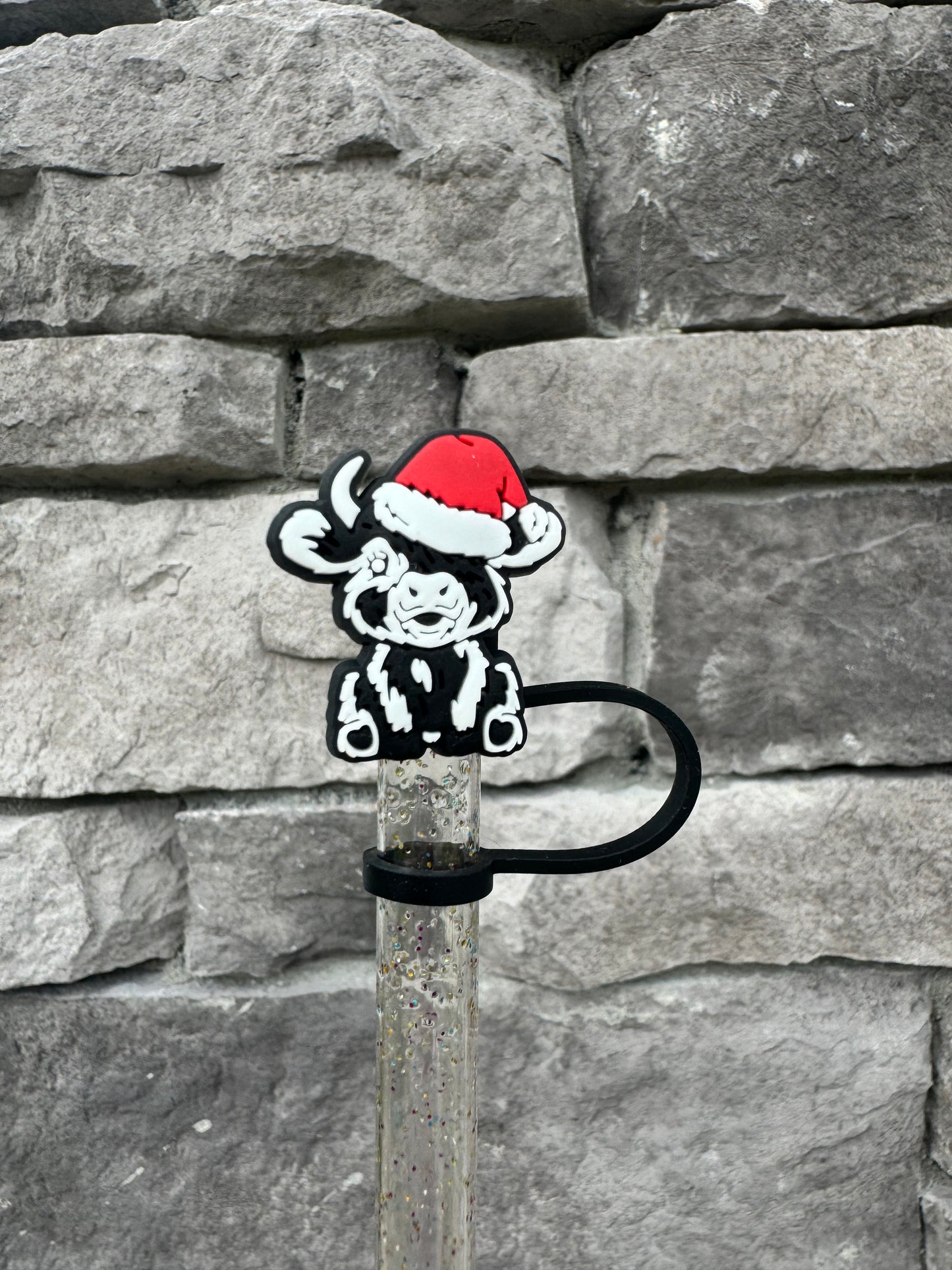Christmas Highland Cow - Straw Topper