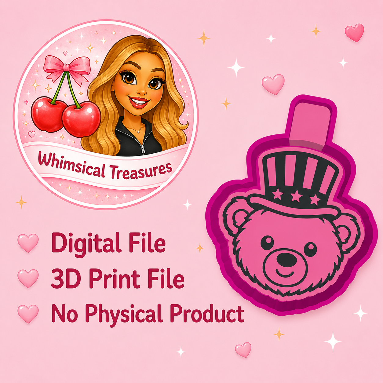 Liberty Bear Freshie Mold STL File | 3D Print Design (Digital Download)