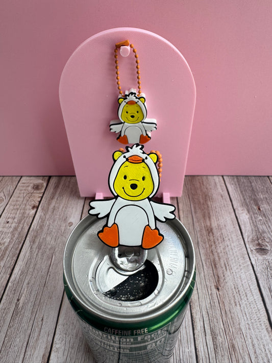 3D Printed Bear in Duck Costume - Soda Can Opener Keychain