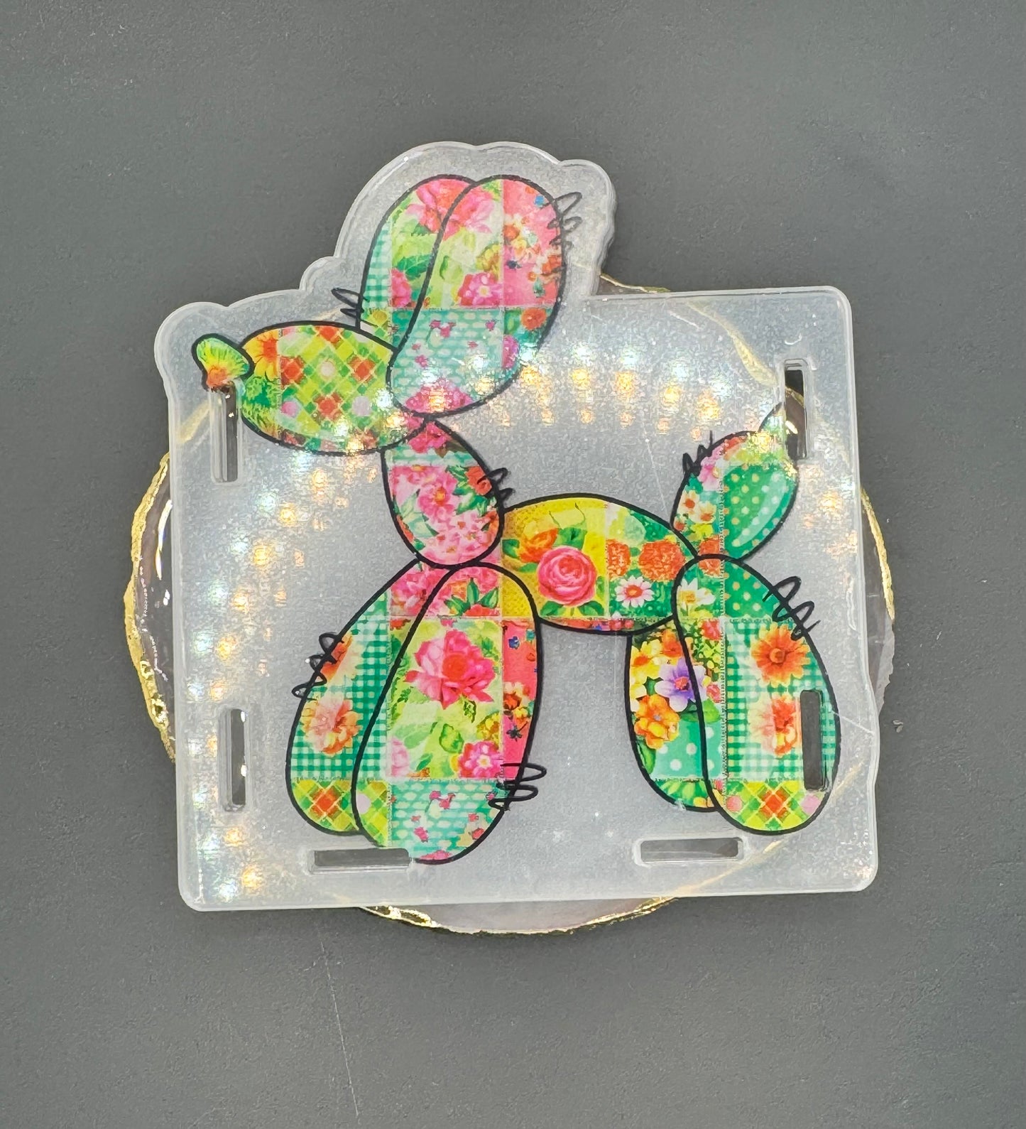 Floral Patchwork Balloon Dog - Acrylic Pen Holder