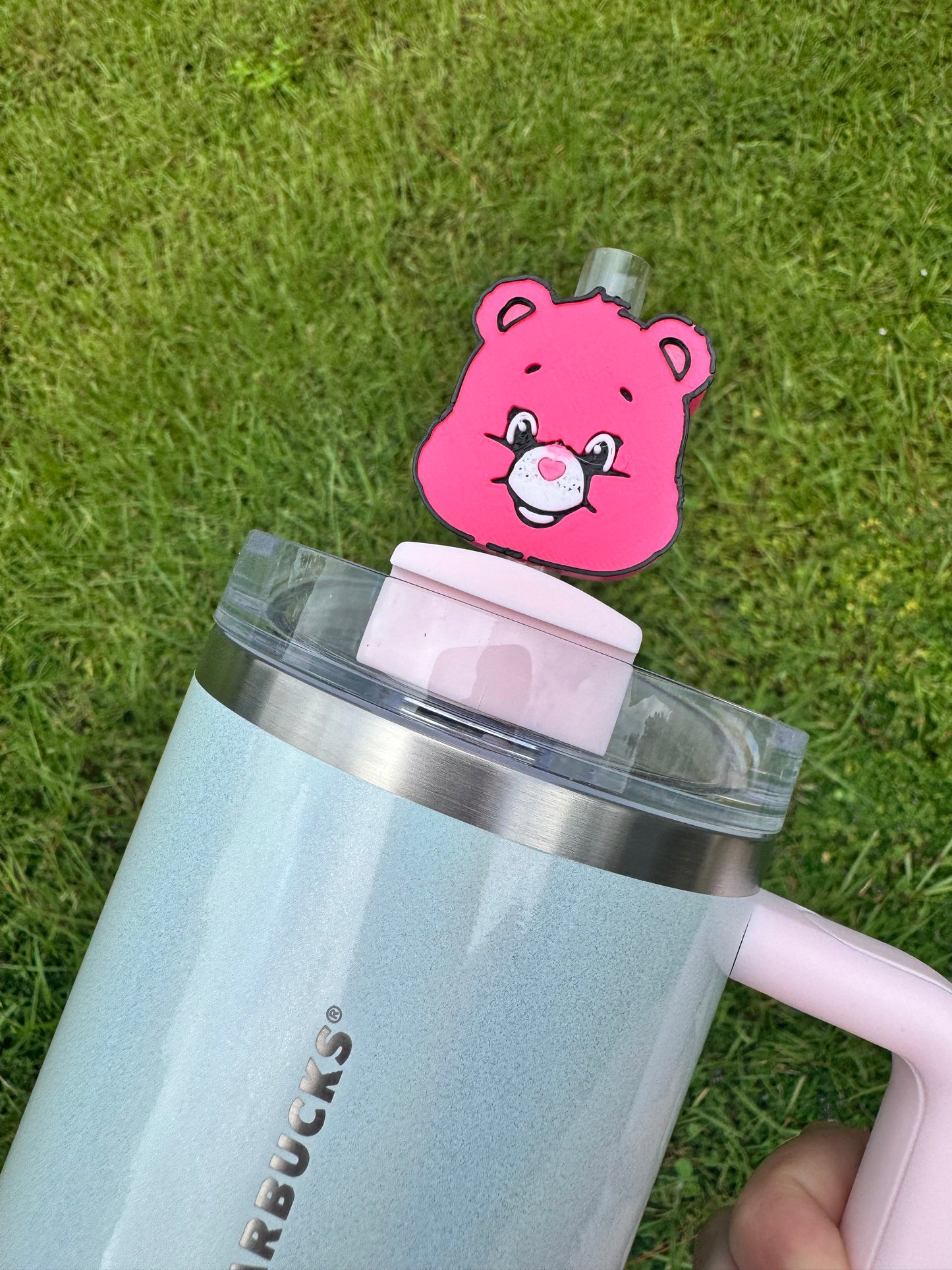 3D Printed Pink Bear - Straw Buddy