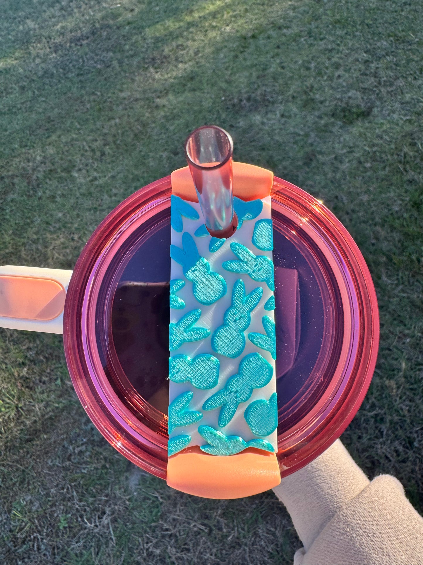 3D Turquoise Bunny Peep Stanley Lid Topper - 40oz