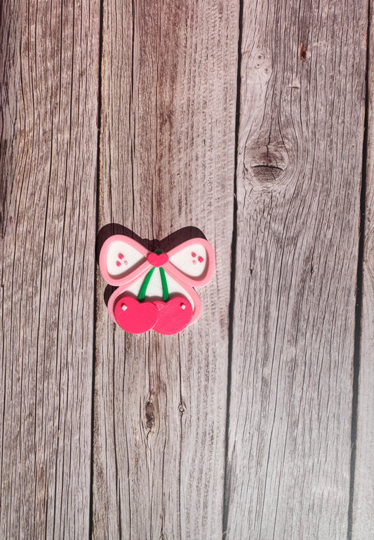 3D Printed Cherry Bow Flatback Charm