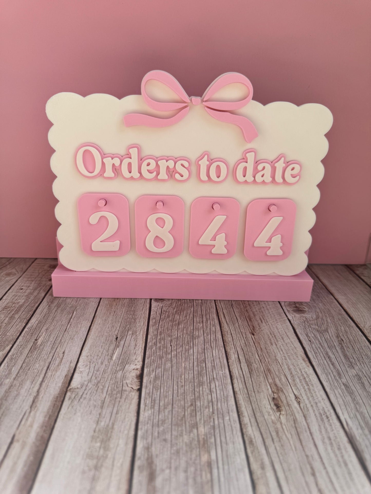 3D Printed Orders to Date Counter | Small Business Order Tracker Sign | Desktop Sales Milestone Display
