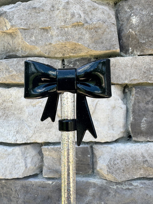 Liquid Black Large Bow - Straw Topper