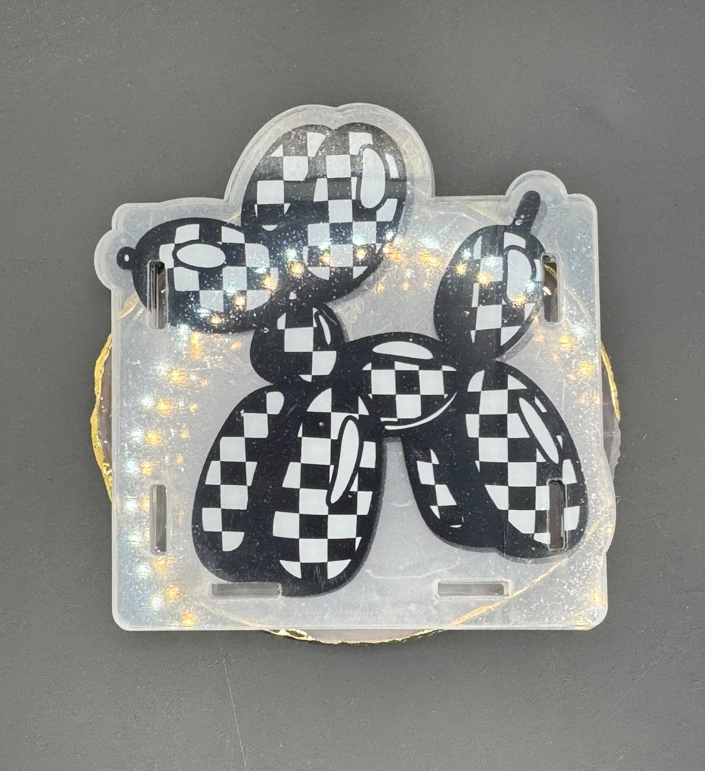 Checkered Balloon Dog - Acrylic Pen Holder
