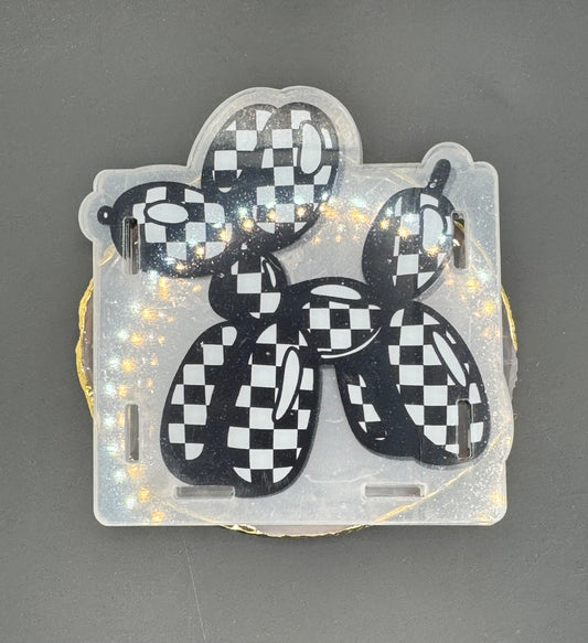 Checkered Balloon Dog - Acrylic Pen Holder