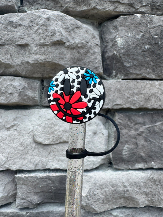 Patriotic Smiley - Straw Topper