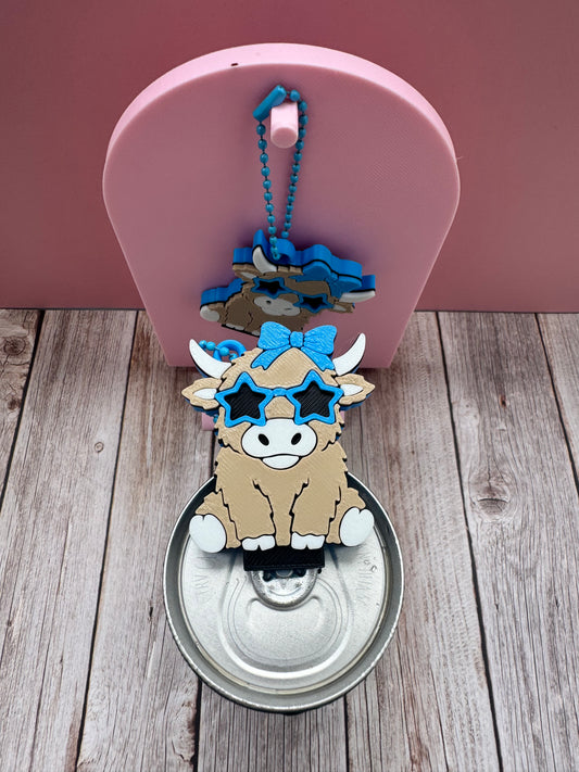 3D Printed Sunglasses Highland Cow - Soda Can Opener Keychain
