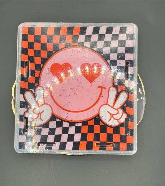 Checkered Smiley - Acrylic Pen Holder