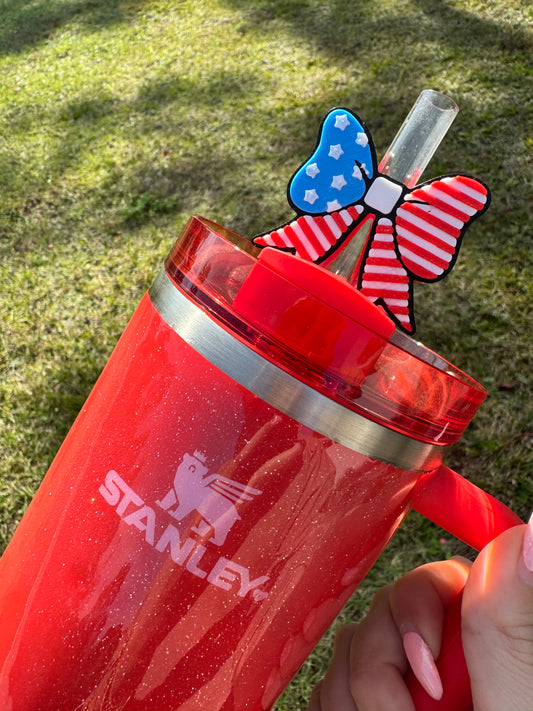 Patriotic Bow Straw Buddy
