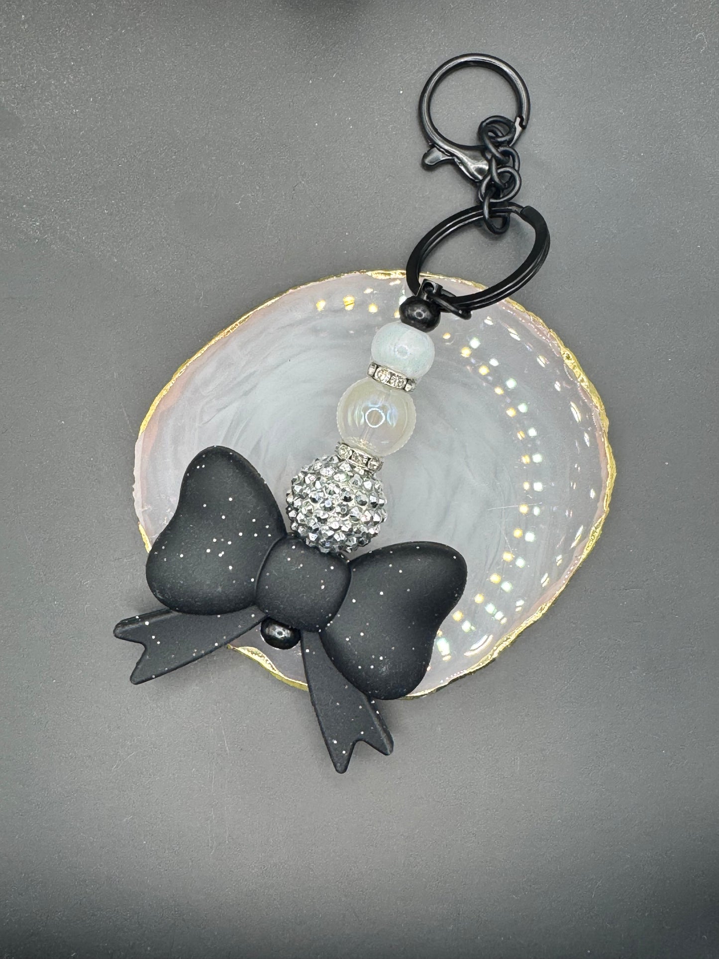 Black Glitter Jumbo Bow - Keychain