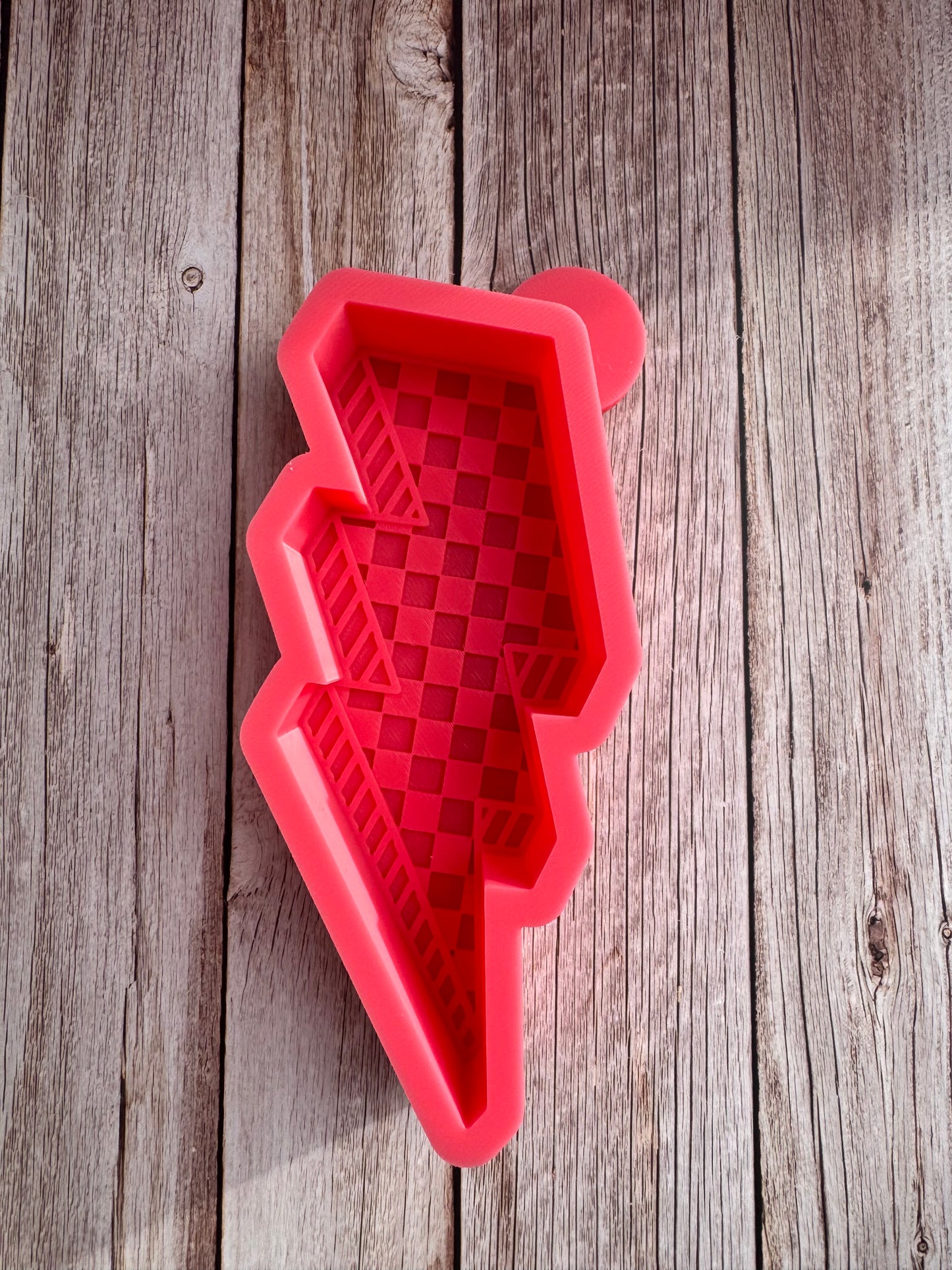 Checkered Lightning Bolt Silicone Freshie Mold