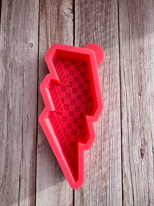 Checkered Lightning Bolt Silicone Freshie Mold