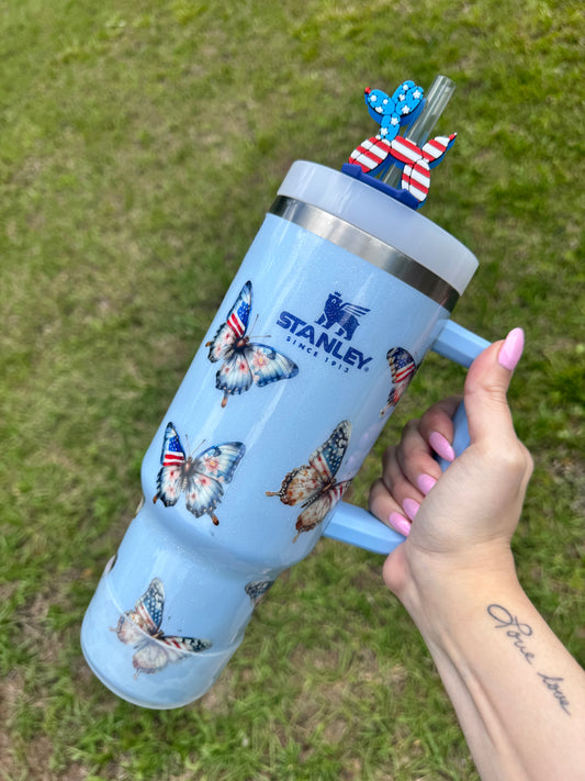 Patriotic Balloon Dog Straw Buddy