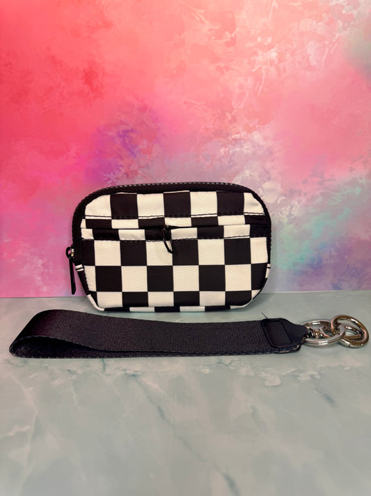 Black & White Checks - Wristlet Wallet