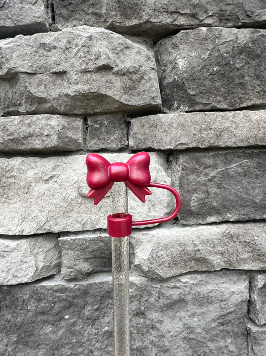 Cranberry 3D Bow - Straw Topper 10MM