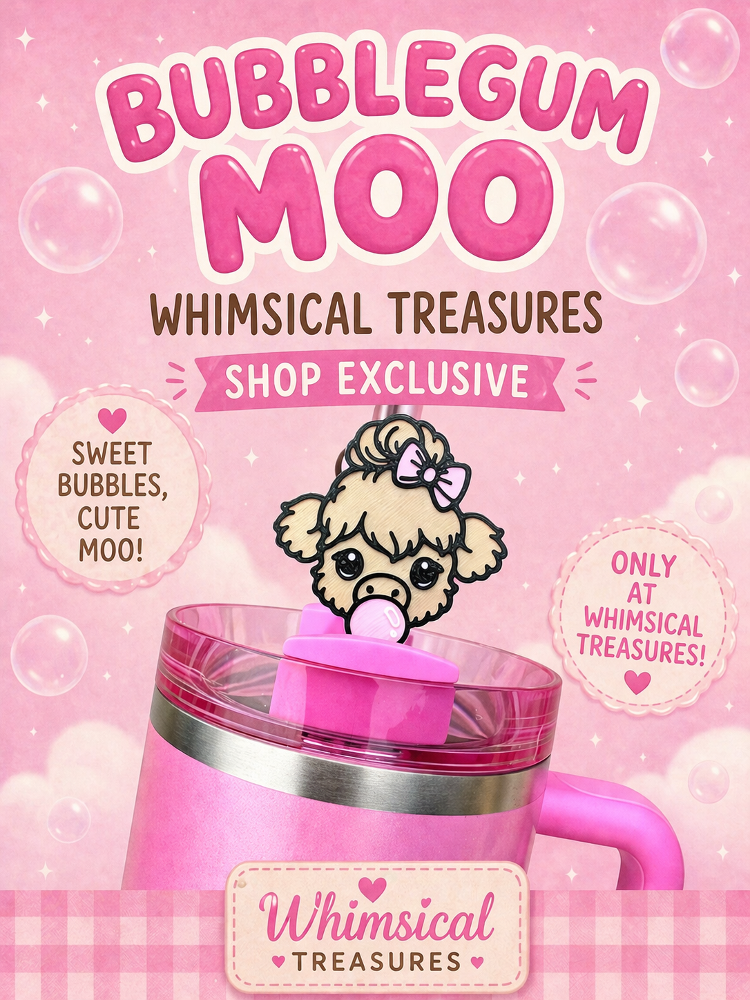 Bubblegum Moo Straw Buddy *SHOP EXCLUSIVE*